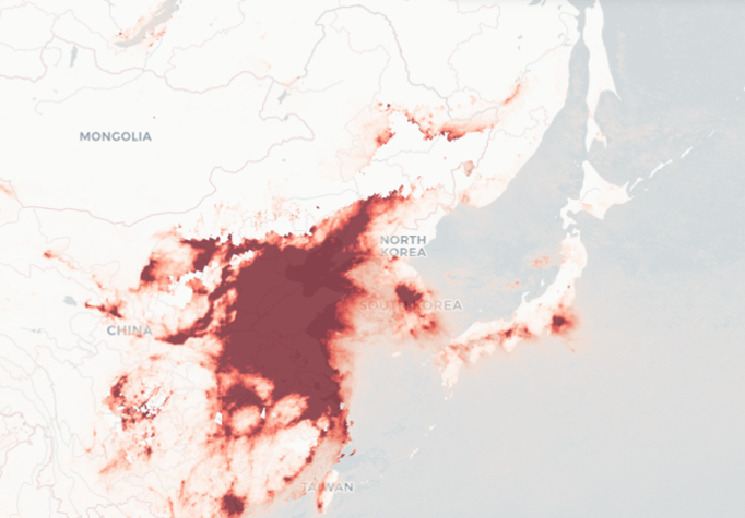 NO2の2020年12月分布