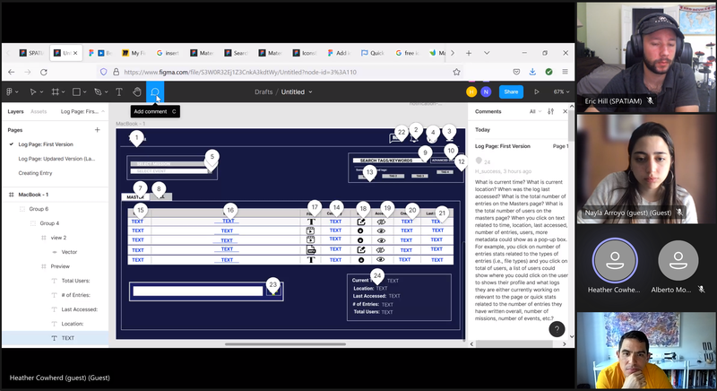 Sunday October 3, 2021 - 14:00:00 UTC Stand-up meeting. Making GREAT progress. Reviewing our wireframes. Two Intelligent services completed. Documenting architecture. Progressing on design.