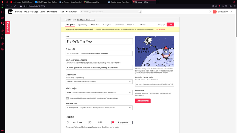 Start finish in itch.io
