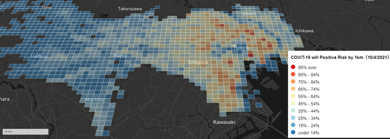 1km Risk map by Tokyo