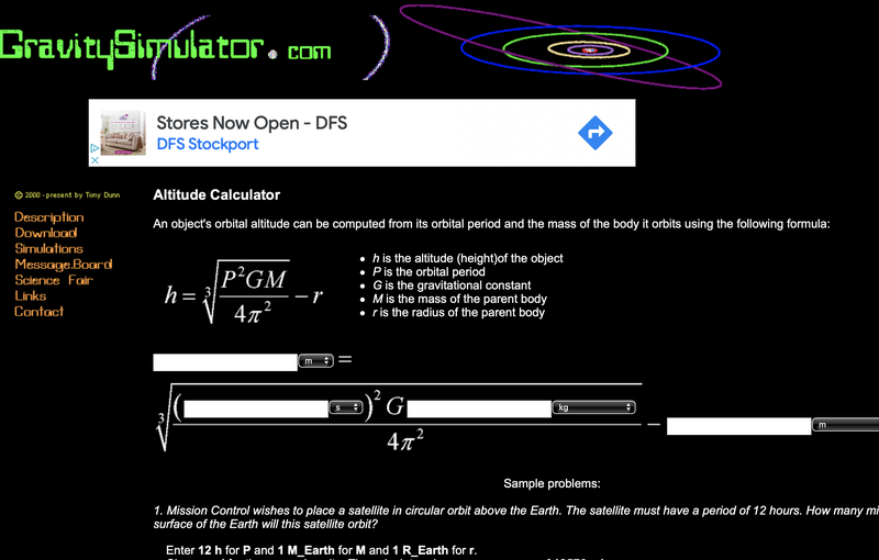 Orbit altitude formula