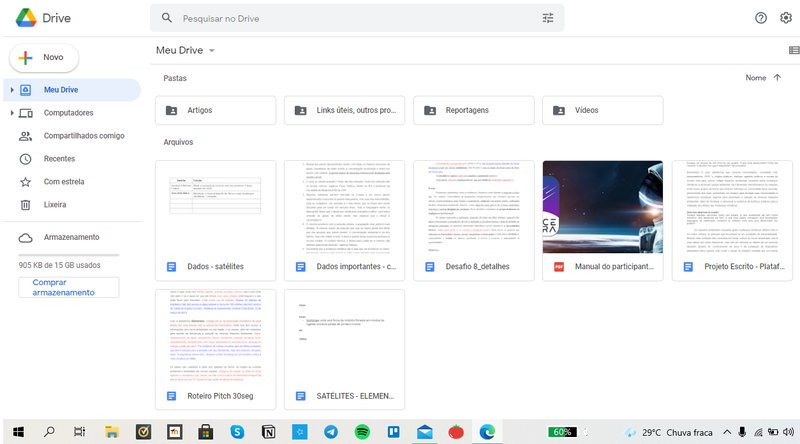 Before starting NASA Space, we researched about the problem in articles, reports and in the available content on the platform. This is our Google Drive where we share these knowledge and as the event started, thinking and creating a solution was easier.