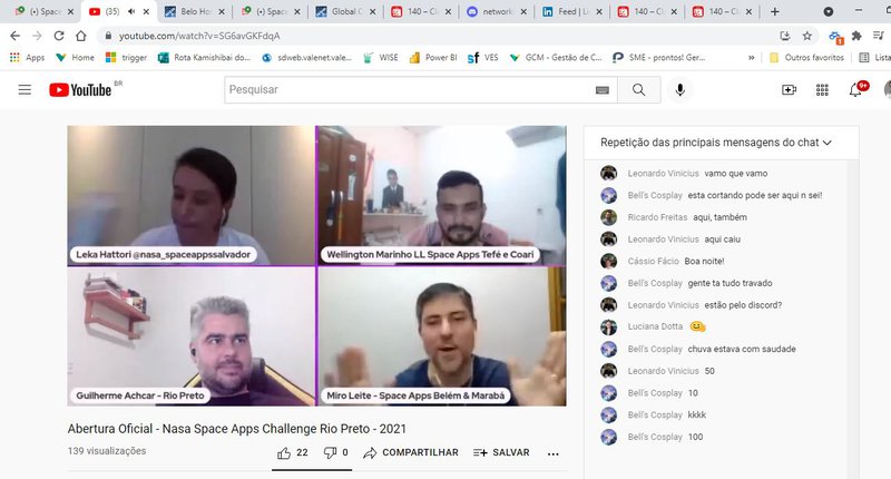 Brasil ligado no hackaton Space Apps, várias cidades conectadas e lançando seus programas e eventos. 